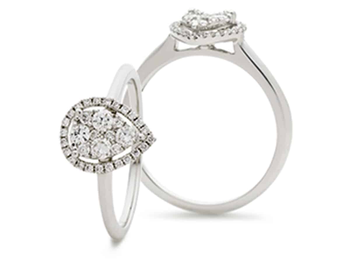 18ct White Gold Pear Illusion Cluster Ring