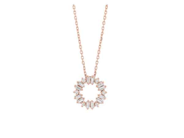 18ct Rose Gold Open Circle Diamond Pendant
