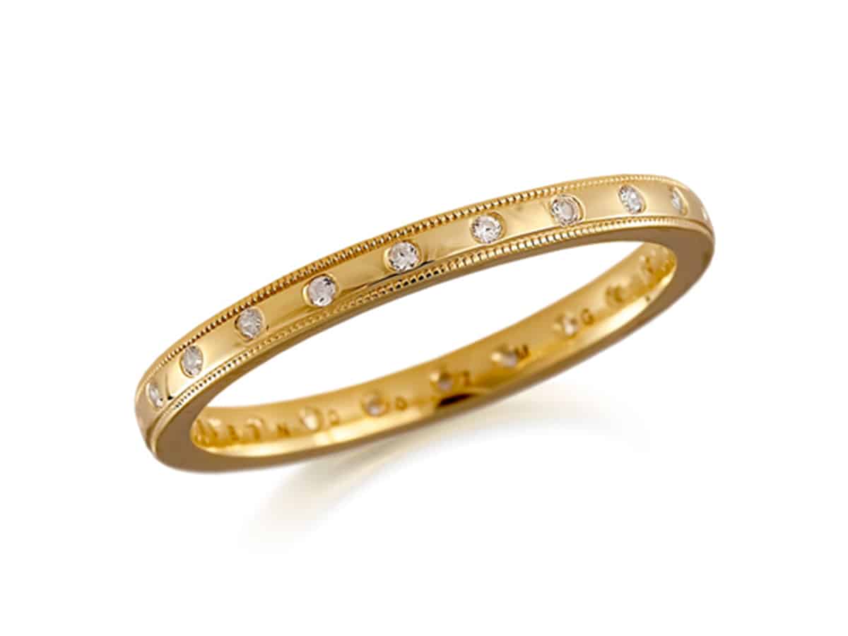 Diamond Bead Edge Wedding Ring