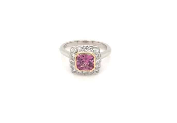 Octagon Pink Sapphire & Diamond Ring - Bailey & Sons, Berkhamsted