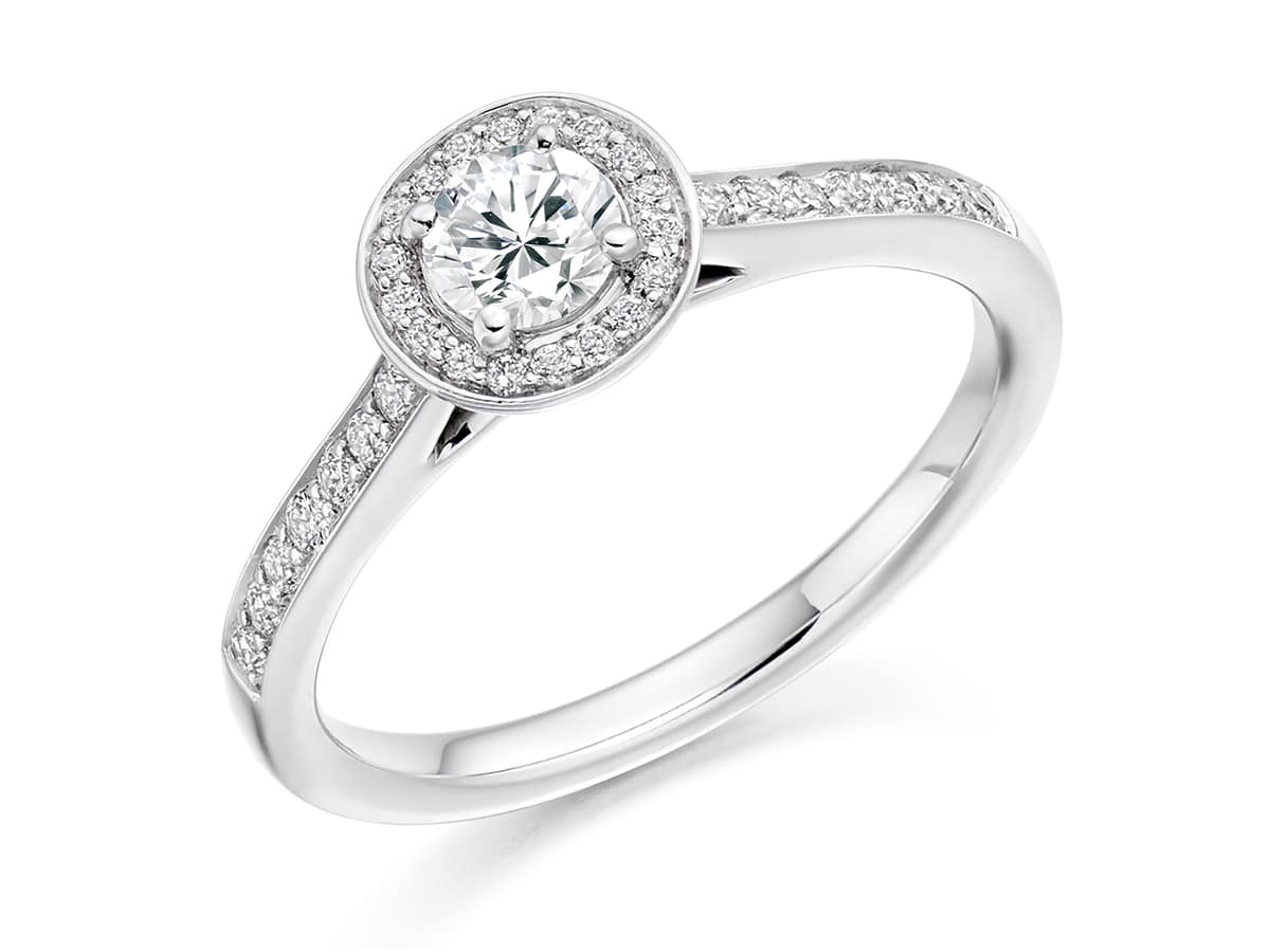 Round Cluster Ring with Diamond Shoulders
