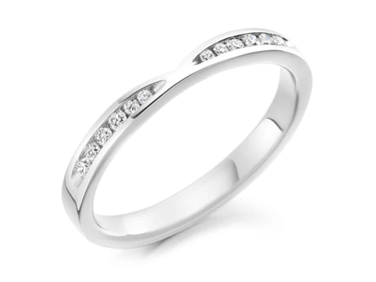 Shaped Wedding Ring with Flat Side