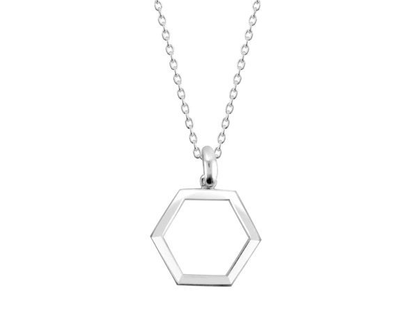 Silver Open Hexagon Necklace